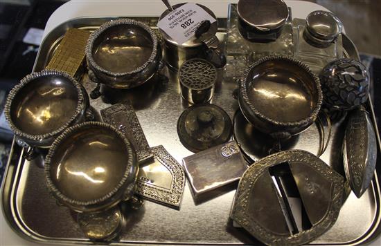 Silver vestas, salts, scent bottles etc